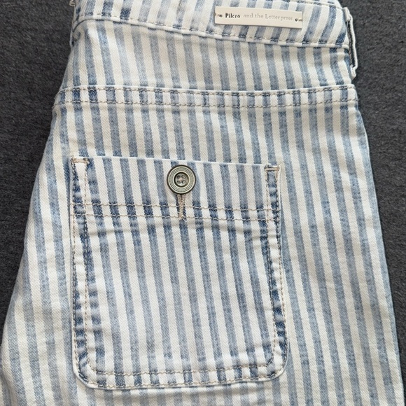Pilcro Anthropologie shorts denim jean pockets striped high rise slim 26 - Picture 4 of 7